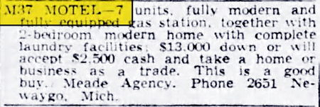 M-37 Motel - June 28 1952 Ad (newer photo)